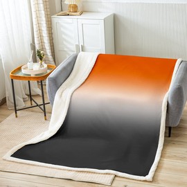 Orange Black Ombre Blanket, Yellow White Gradient Fleece Blanket Cabin Decor, Modern Watercolor Pastel Fuzzy Blanket for Bed Sofa, Abstract Soft Lightweight 3D Print Throw Blanket All Season, Throw