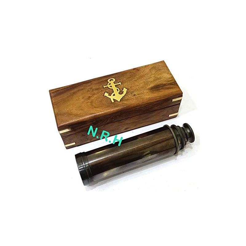 Beatiful Vintage Handcrafte Nautical Telescope Brass/Wood Spyglass Telescope With Rosewood