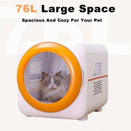 PawGalaxy 30 Million Negative Ions & Multi-Function Pet Dryer Box with LED Light, 360° Circulation Wind, Touch Screen Temperature Control, Safe Design for Cat and Small Dog