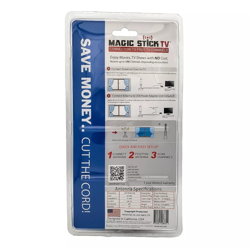 Magic Stick TV MS-50 Amplified Signal Booster Antenna for Digital