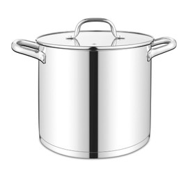 TeamFar 10QT Stock Pot, Stainless Steel Large Soup Cooking Pot & Lid with Tri-ply Bottom for Cooking/Boiling/Stewing, for Induction/Gas/Ceramic, Healthy & Heavy-Duty, Riveted Handles & Dishwasher Safe
