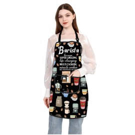 JXGZSO Barista Gift Barista Waterproof Apron Coffee Server Apron Apron with Pocket Coffee Lover Gift (CA Barista Apron)