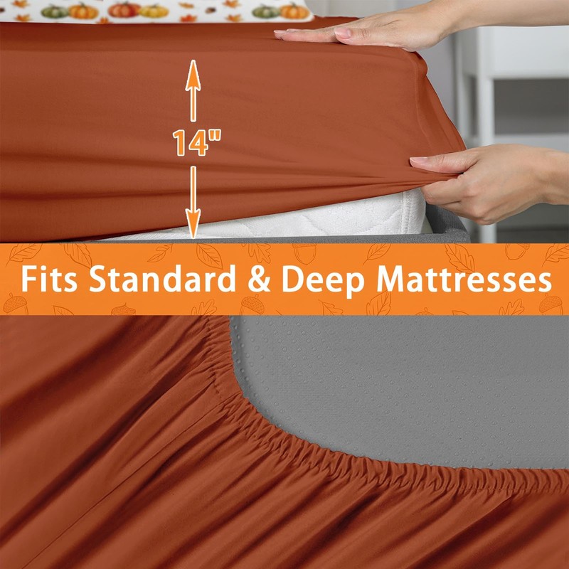 WeCozy Full Fall Comforter Set with Sheets, 7 Pieces Pumpkin