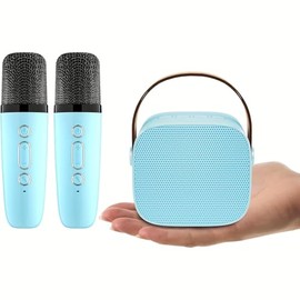 Karaoke Machine, Portable Bluetooth Speaker with 2 Wireless Microphones