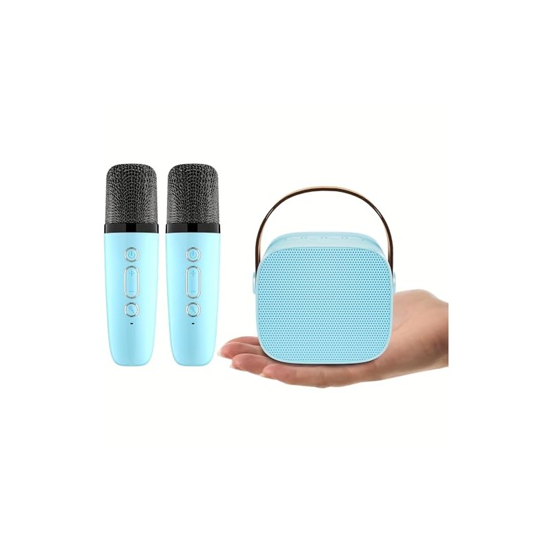 Karaoke Machine, Portable Bluetooth Speaker with 2 Wireless Microphones