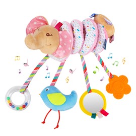 Spiral Pram Toys for Babies,Animal Spiral Pram Hanging Toys Spiral Car Seat Pushchair Stroller Cot Toys Spiral Activity Hanging Toys Car Seat Toys Wrap Around Hanging Toy for 0-6 Month Baby (Elephant)