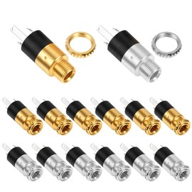 Xelsluthe 12 PCS 3.5mm Female Headphone Stereo Audio Jack, Stereo Panel Mount Jack Connector Gold Plated, 0.63 Inch Metal Audio Jacks