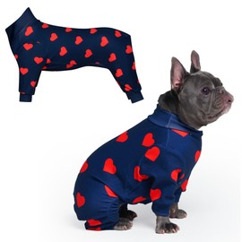 Spark Paws Dog Pajama, Dog Recovery Suit Male, Onesie, Ultra-Soft and 4-Way Stretch, for Small Medium and Large Breeds - Hearts - L