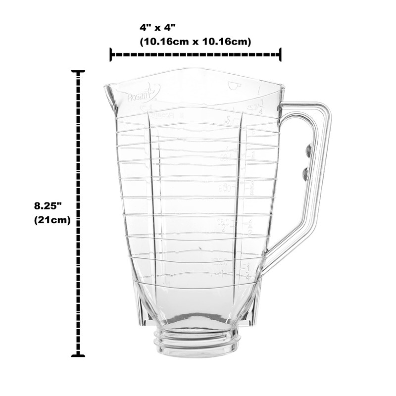 Break resistant plastic blender jar for Oster & Osterizer.