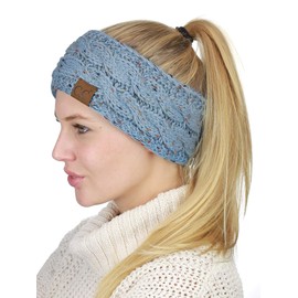 C.C - Diadema elástica suave para invierno, cálida, con forro difuso., Confetti Denim, Talla única