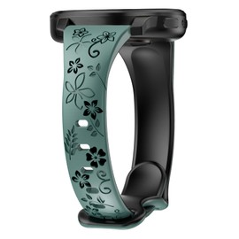 CUNUJIX Flower Engraved Slim Silicone Watch Bands Compatible with Garmin Vivoactive 6 /Vivoactive 5/3/3 Music, 20mm Thin Sport Soft Strap for Garmin Venu 2 Plus/Venu Sq/Forerunner 165/55/245