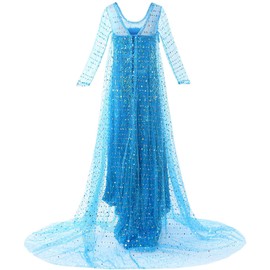 JerrisApparel Girls Princess Costume Birthday Party Christmas Fancy Dress up (5, Blue with Accessories)