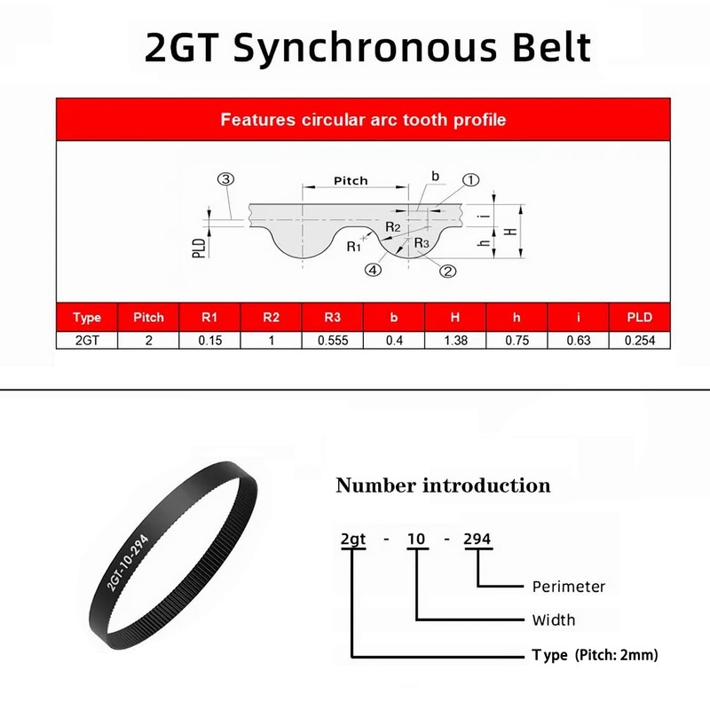 Generic GT2 Timing Belt, 6mm Closed Loop Rubber Belt, Length