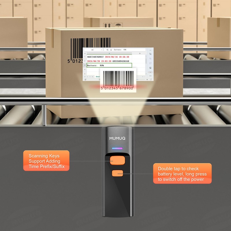 Wireless Barcode Scanner Mini Bluetooth 1D 2D QR Bar Code