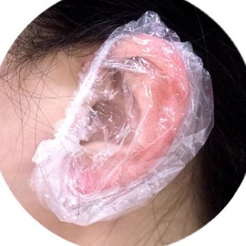 Disposable Hair Wrap and Ear Covers for Self-Dyeing Vinyl Ear Caps 100pcs (Clear) 3ea