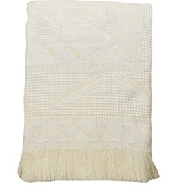 BabyPrem Baby Large Soft Acrylic Fern Shawl Blanket 122 x 122cm CREAM