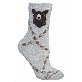 Wheel House Designs Women's Grizzly Bear Socks 9-11 Gray