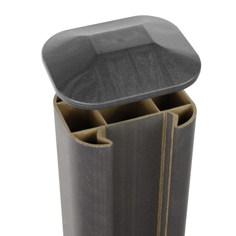 Graphite, Flat Cap for Composite Fence Post of Plastic Eco
