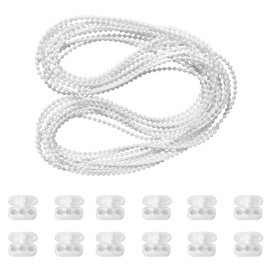 Kowibcl Blind Bead Chain Cord, 10 Meters(32.8 Feets) with 10 Pcs Connectors for Roller Blind Roman Venetian Honeycomb Vertical Shade Blind, Cord for Roller Blind Replacement, White