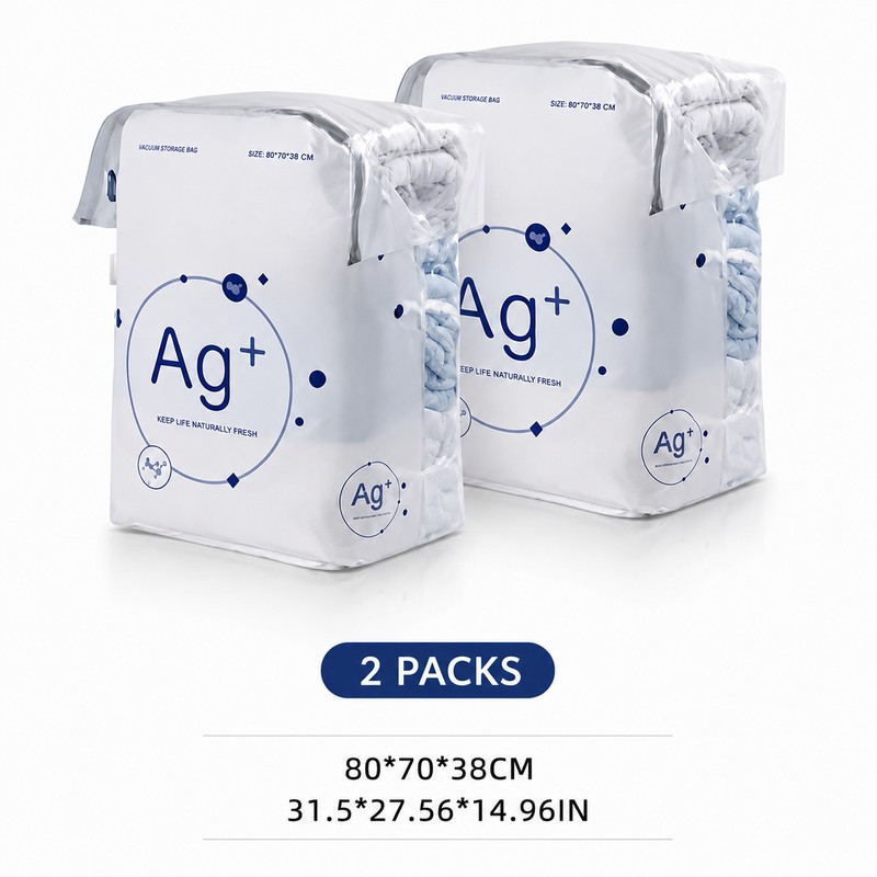 2 Pack Ag+ Silver Ion Vacuum Storage Bags, No Pump