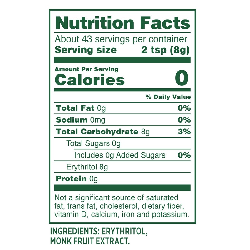 WHOLE EARTH Monk Fruit Sweetener with Erythritol, Plant-Based Sugar Alternative,