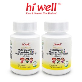 Highwell (현대Hmall)하이웰 프리미엄 키즈 멀티비타민 미네랄 60정 2통 (Hyundai Hmall) Highwell Premium Kids Multivitamin Mineral 60 Tablets 2 Bottles