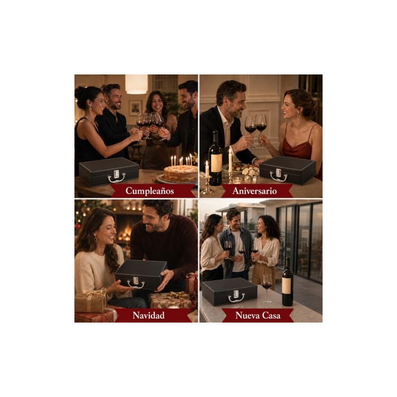 Set Abridor de Vino con 10 Accesorios, Caja Negra, Sacacorchos