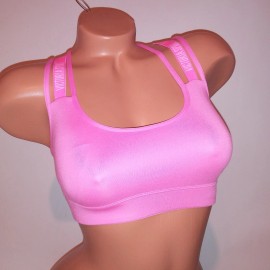 Victoria's Secret Victoria Secret Sports Bra XS Pink Strappy Logo Racerback Removable Padding New