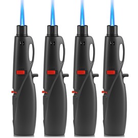 Samniu 4 Pack of Butane Torch Lighter, Windproof & Refillable, Adjustable Jet Flame Lighters with Safety Lock for Candle, Grill, Stove, Firework (NO Gas)