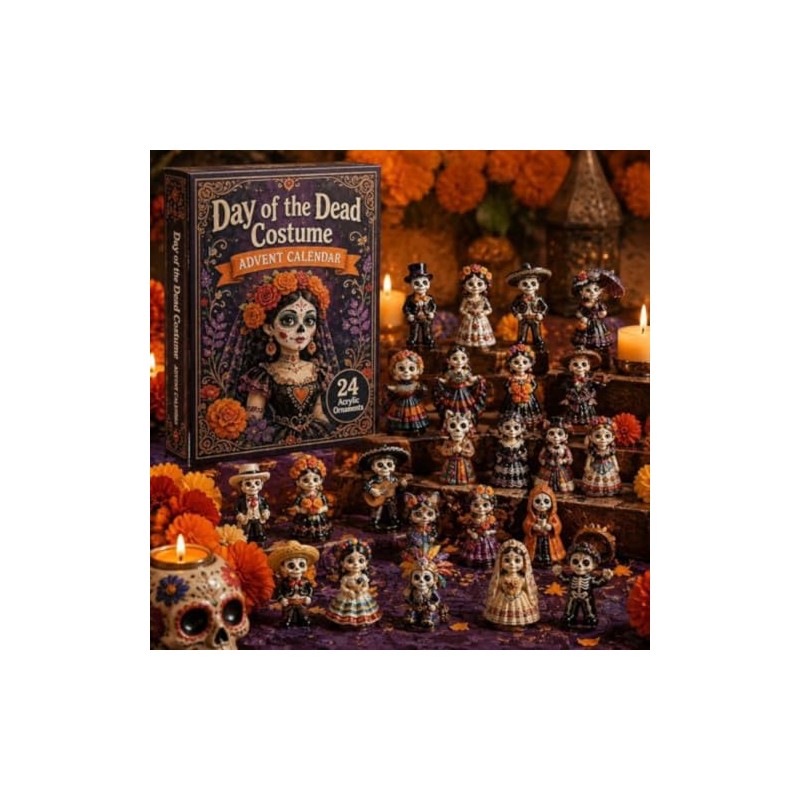 Day of the Dead Countdown Calendar 24 Skull Ornaments (B)