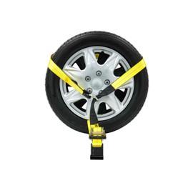 Mytee Products (4 Pack) 2" x 120" Car Tie Down Lasso Style Straps with Flat Hook - 3333 LB Working Load Limit, Tire Straps for Car Trailer - Vehicle Tie Down Wheel Straps for Hauling Cars