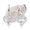 Sterling Silver Dangle Hoop Earrings Charms Lover Heart with White