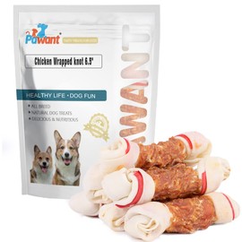 Pawant Dog Treats Chicken Wrapped Rawhide Bones for Small Dog Treats Puppy Chews Snacks Promotes Healthy Chewing Chicken Wrapped Knot 6.5" 2lb