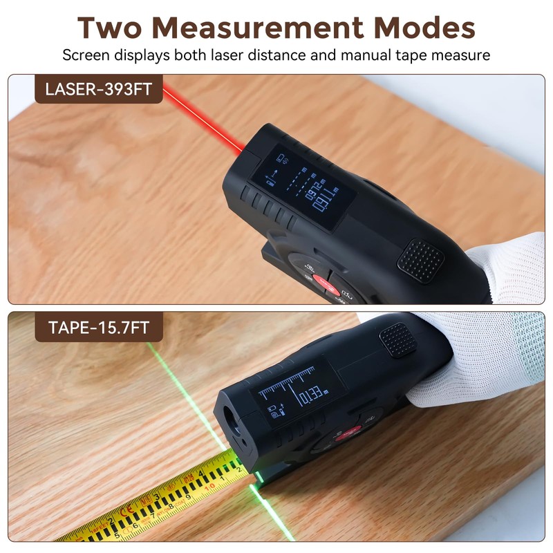 LUNYEE 393Ft Digital Tape Measure with Laser - 3-in-1 Recharge