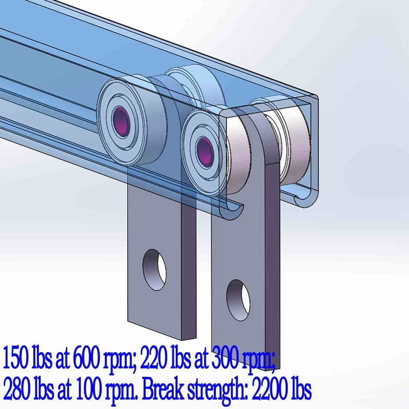 2 Wheel Trolley Assembly Rollers Two Bearing Trolley Assembly for