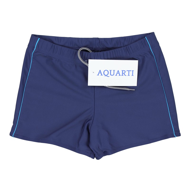 Aquarti Men's Swimming Trunks Short with Contrast Piping, Dark Blue