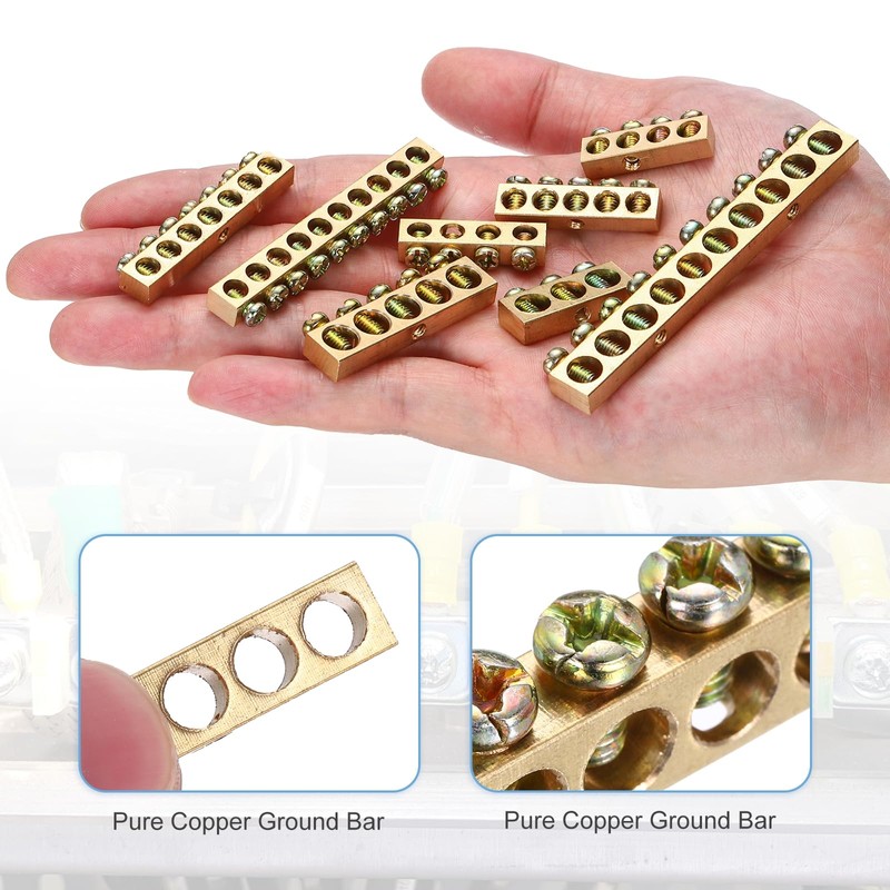 sourcing map 4 Pcs Terminal Ground Bar, 3 Positions Screw