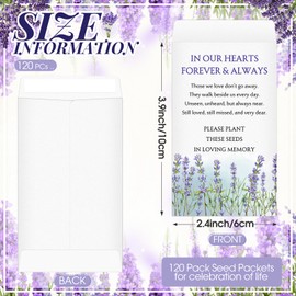 Fumete 120 Pack Memorial Coin Envelopes Kraft Small Coin Envelopes Plant Small Flower Packets Celebration of Life Packets for Funerals Loss of Loved One, 3.9 x 2.4 Inch (Lavender)