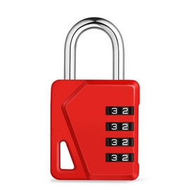 ZHEGE Combination Lock Padlock, 4 Digit Curtain Lock with Combination Code for Gym Locker, School Locker, Lock Combination Code Weatherproof for Shed, Fence Gate (Red, Pack of 1)