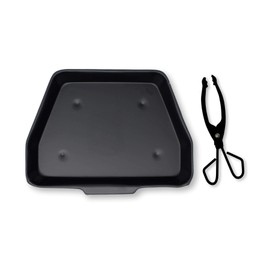 Black Metal Ash Pan - 28cm Wide (11") with Lightweight Coal and Log Tongs