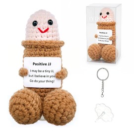 IYOOCSS Funny Gag Doll Emotional Support Stuffed Positive Cochet Animals Pickle Gifts for Adult Men Women Brother,Weird Things Stuff Office Decor(Brown JJ Without Glasses)