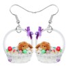 DOWAY Acrylic Easter Basket Eggs Rabbit Bunny Earrings Drop Dangle