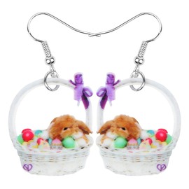 DOWAY Acrylic Easter Basket Eggs Rabbit Bunny Earrings Drop Dangle Jewelry for Women Funny Party Gifts (Multicolor-2)