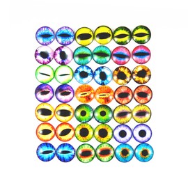 Julie Wang 6mm 100pcs Mixed Style Dragon Eyes Round time gem cover Glass Cabochon Dome Jewelry Finding Cameo Pendant Settings
