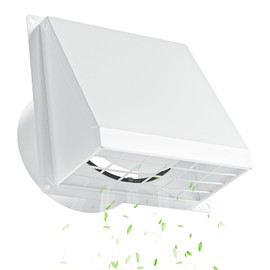 Hon&Guan Dryer Vent Cover Outside with Removable Mesh, Wall Mount Extractor Vent with Rubber Cushioned Non-Return Flap, High Quality Iron Outside Dryer Vent Cover for House (White, 6 Inch)