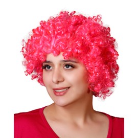 Matissa Unisex Clown Wig Circus Funny Fancy Party Dress Accessory Afro Stag Do Fun Joker (Hot Pink)
