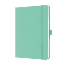 SIGEL JN409 Notebook A5 Ruled, Jolie Diary, Hardcover with Textile Cover, Elastic Band, Pen Loop, Slip Pocket, Mint Green, Vegan, Made from Sustainable Paper