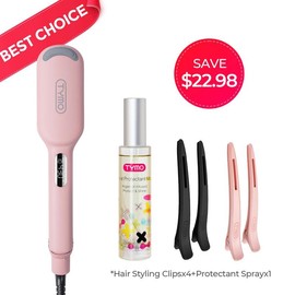 TYMO ROVY COMPACT Hair Waver Crimper, Hair Curler & Curling Irons, Hair Styling Tool with Negative Ionic Technology for Smooth Waves, Quick and Easy:_ROVY COMPACT & Hair Clips & Heat Protectant Spray