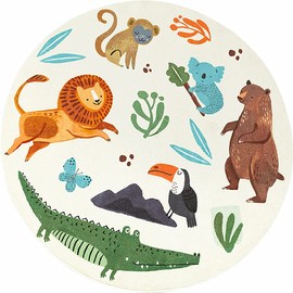 Poowe Kids Play Rug, Lovely Forest Round Area Rug Kids Nursery Door Mat Soft Plush Non-Slip Childrens Carpet for Bedroom Living Room Kids Playroom,31.5"