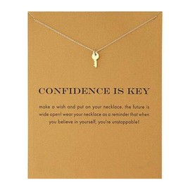 COLORFUL BLING Dainty Lucky Elephant Horseshoe Clavicle Chain Key Angel Wing Hexagram Star Pendant Necklace Friendship BFF Jewelry-Key